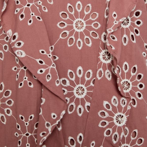 NWT Zara Marsala Embroidered Mini Eyelet Dress - Picture 6 of 7